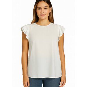 Rachel white flutter sleeve top size Small